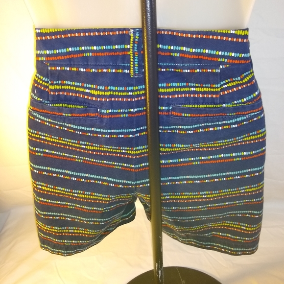 Merona Navy Blue Multi Color  Geometric Print Size 4 Womens Casual Cotton Shorts - Picture 6 of 8